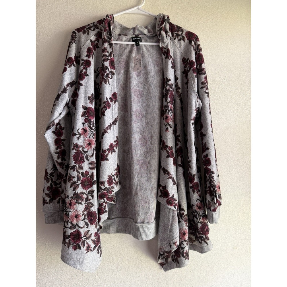 Dressbarn‎ Sunday Open Front Wrap Sweater With Hood XL NWT